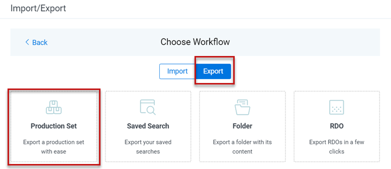 Choose workflow Export
