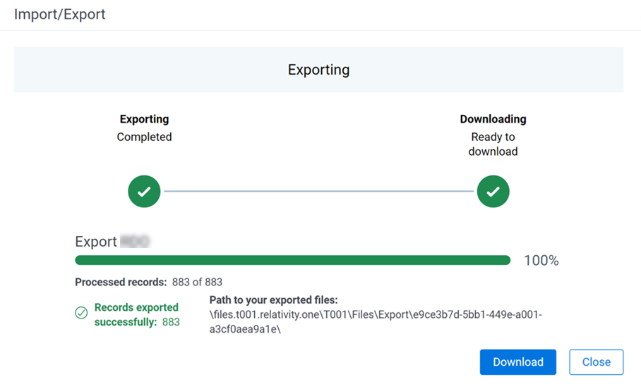Exporting progress bar