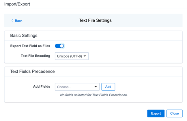 Text file settings