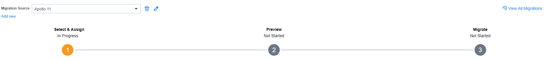 Progress window with View All Migrations link
