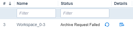 Sample of workspace with Retry icon