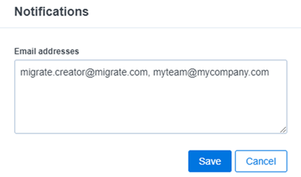 Email notifications box on modal.