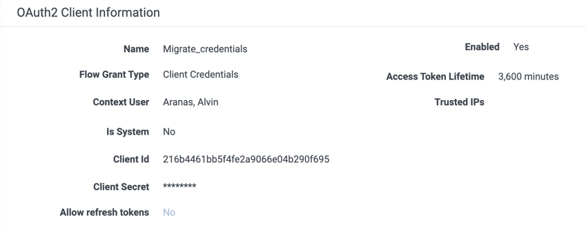 OAuth2 client information