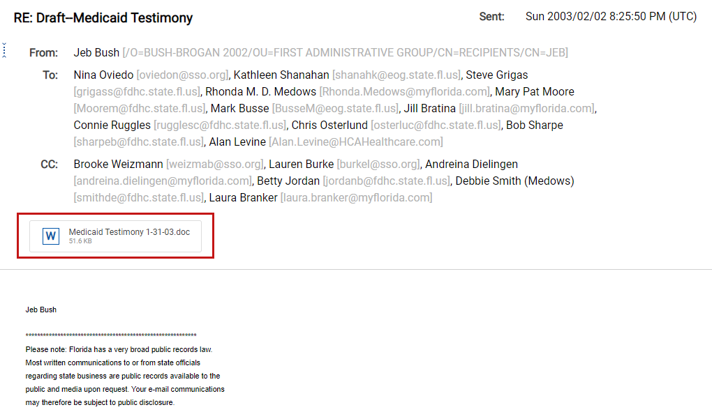 Email with family attachment