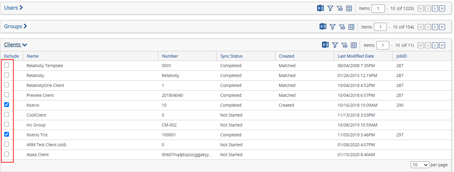 Excluding groups or clients from syncing Excluding groups or clients from syncing