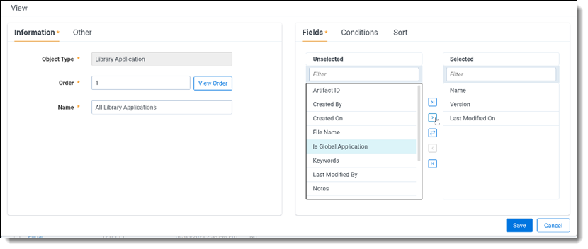 Global application selection