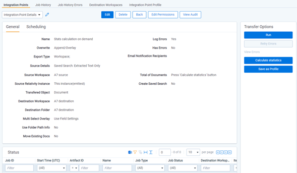 Integration Points details page