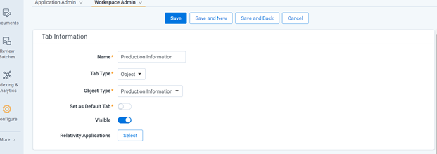 An image of the Tab Information form.