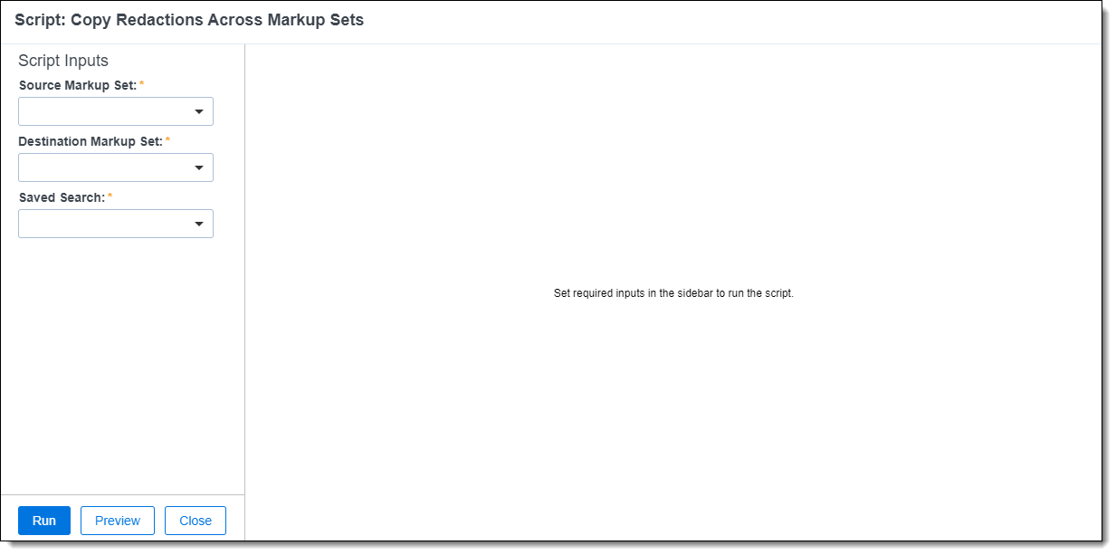 The Script: Copy Redactions Across Markup Sets modal