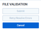The cancel button for file validation.