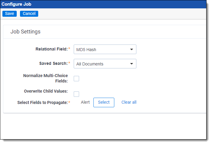 The Configure Job modal