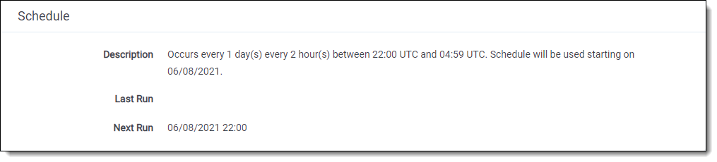 The Schedule section with the Description field populated.