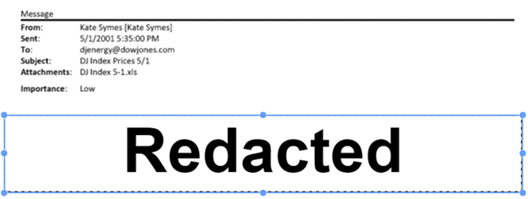 Image of a document with a section redacted.