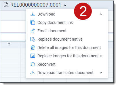 An image showing a drop-down menu of document actions.