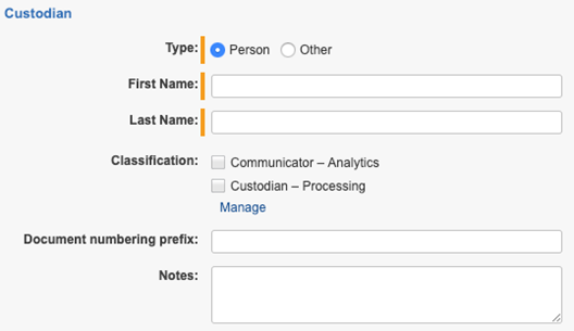 Classification field for a Custodian