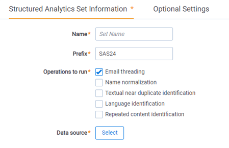 Structured Analytics Set Information fields