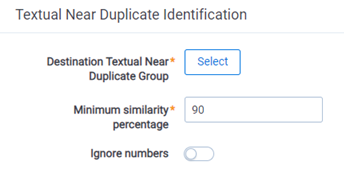 Textual Near Duplicate Identification fields