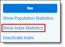 The Show Index Statistics link on the Analytics console