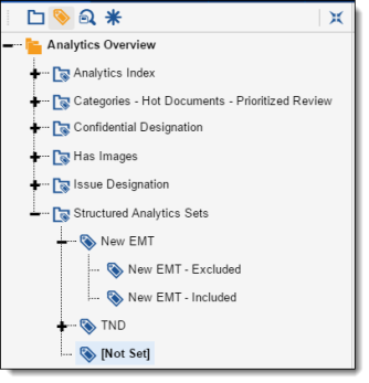 Structured analytics set fields within the Field Tree browser