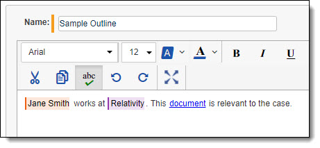A hyperlink to a document dispalys in the outline