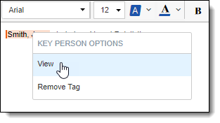 Right click on an item tag in the outline to view the item's details