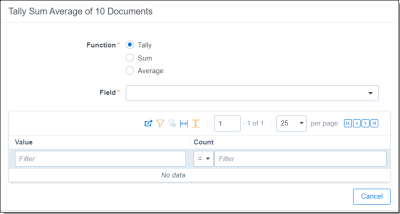 Tally/Sum/Average documents