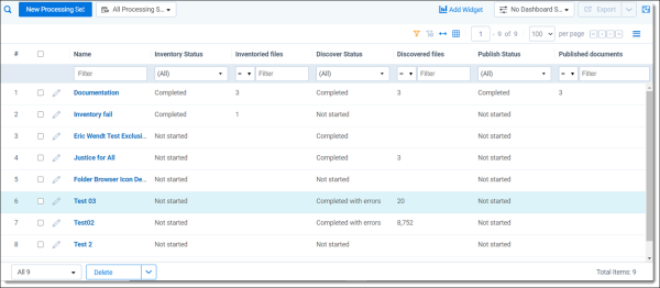 Processing Set table