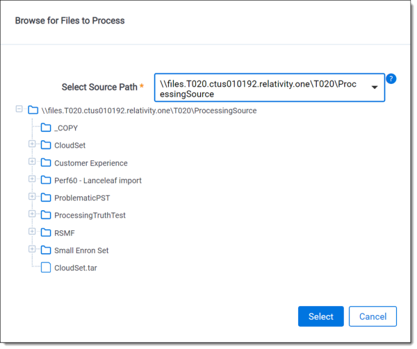 Browse window for source path