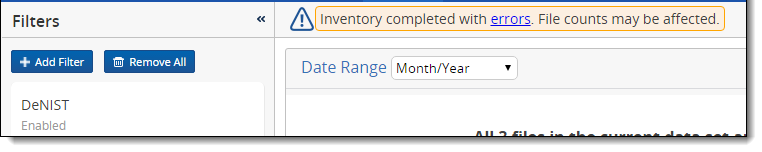 Triangle icon inventory errors