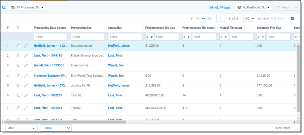 processing data sources window