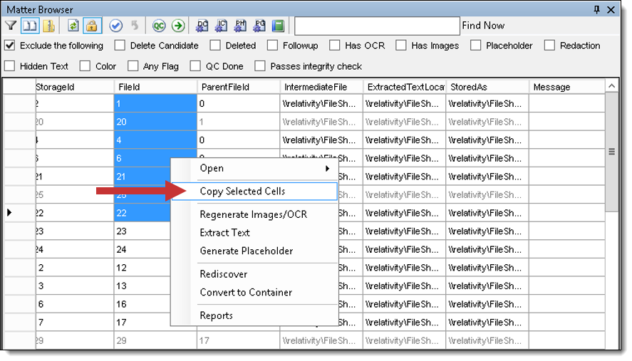 Create filter on selected error cells