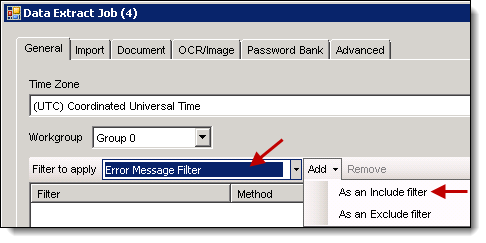 Error message filter in Data Stores window