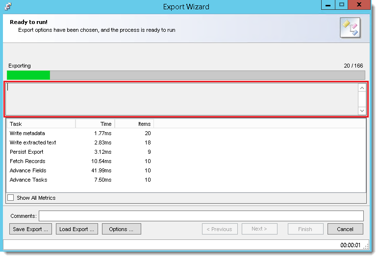 Export window contains File ID errors under progress bar