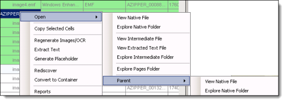 Matter Browser pop-up menu options