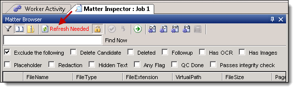 Matter Inspector dialog box