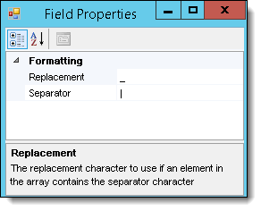 Field properties window for editing multi-value fields
