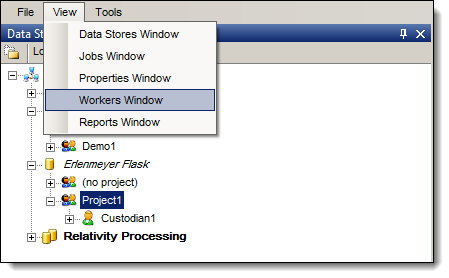 Selecting the worker window