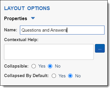 Layout options for Questions and Answers section