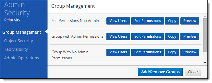 Group management tab