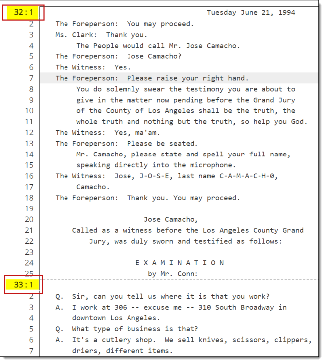 Transcript page numbers in the Viewer 