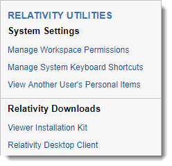 Relativity Utilities console