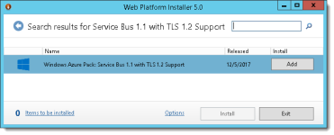 search results for Service Bus 1.1 with TLS 1.2 Support