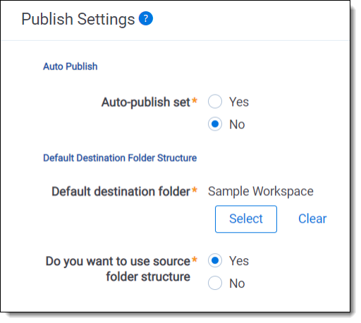 Publish settings