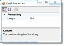 Field properties pop-up