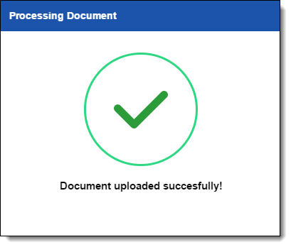 Processing Document pop-up