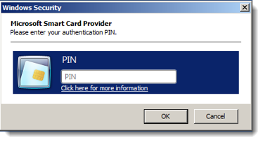 dialog for authentication PIN