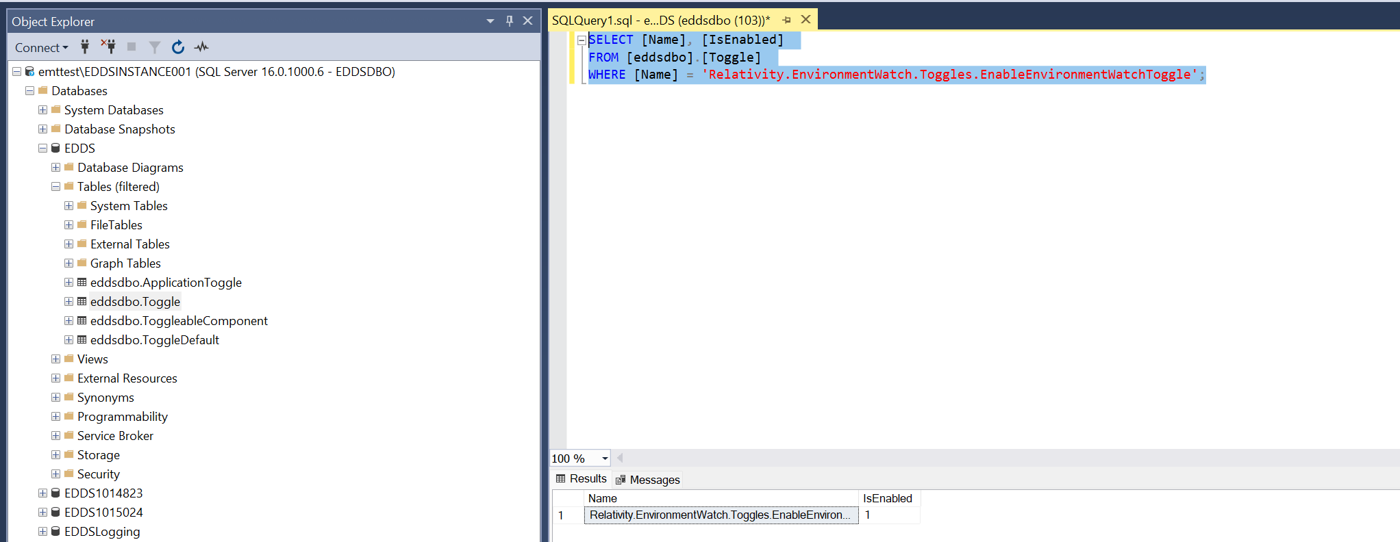 Verify Environment Watch Toggle State