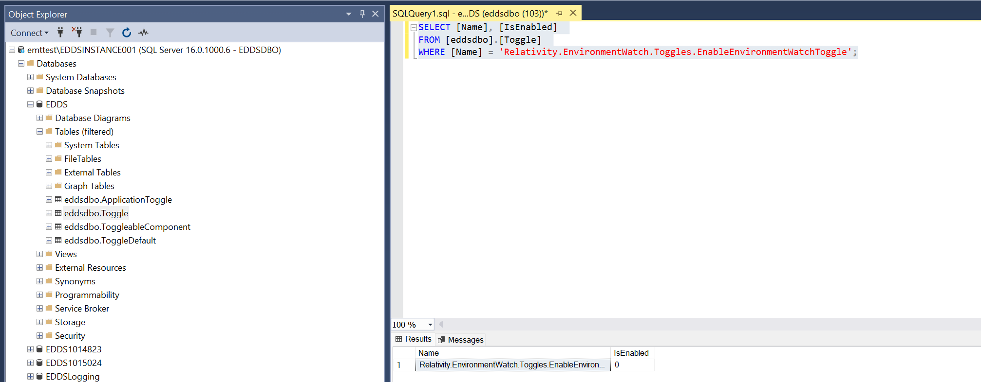 Environment Watch Toggle is disabled