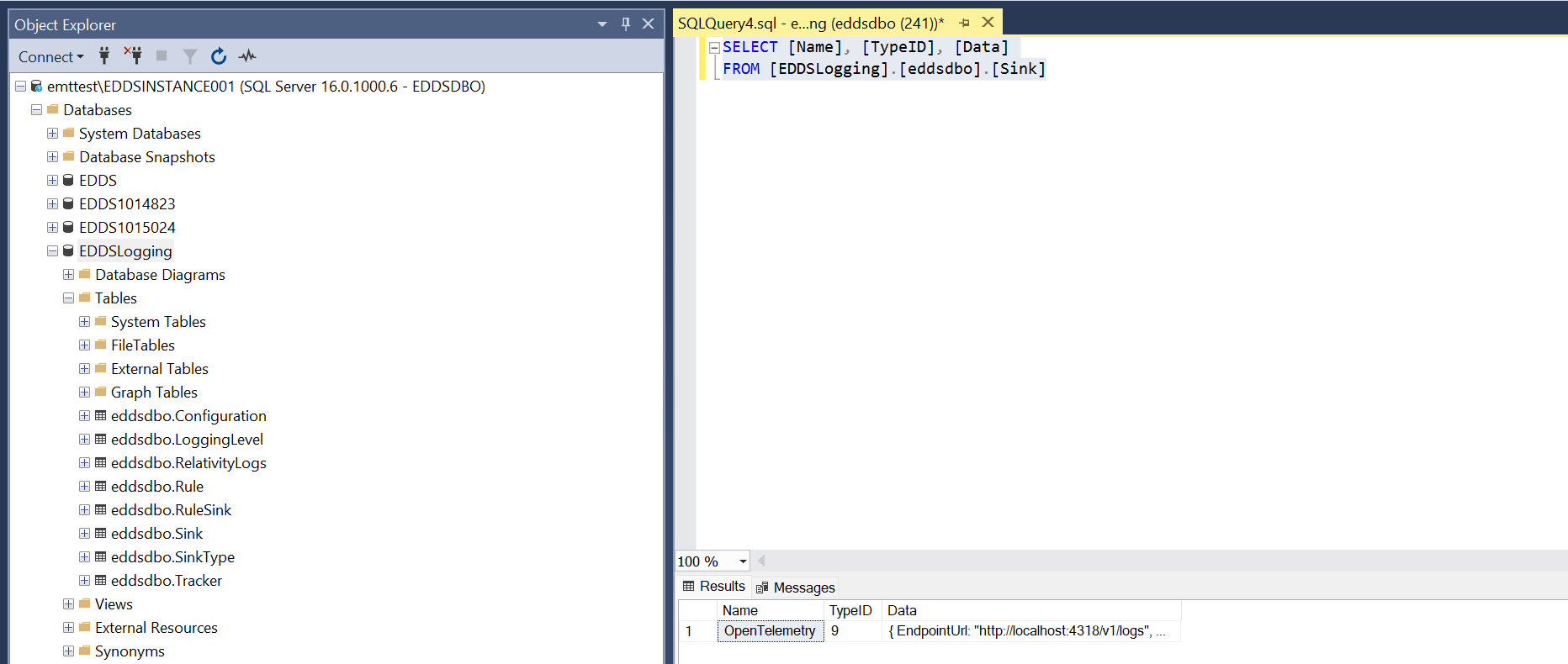 Sink table data verification for Environment Watch