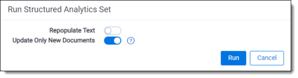 Run structured analytics set modal